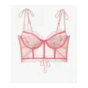 For Love & Lemons Seashell Long Line Corset‎ Bra Top Lg
